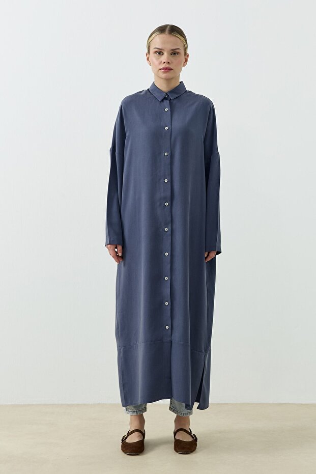 Oversize Gömlek Lacivert - 6
