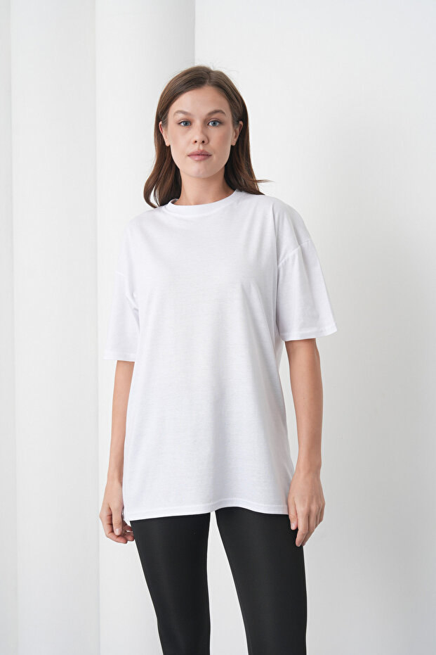 Acacia Women's 100% Cotton White Basic Round Neck T-Shirt