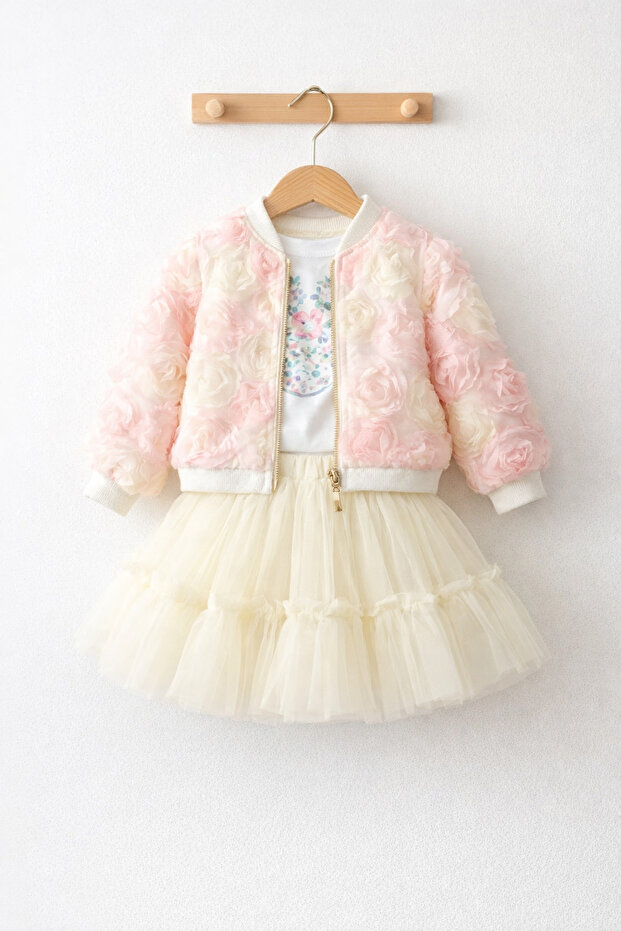Girl's 3D Rose Trend 3-Piece Set