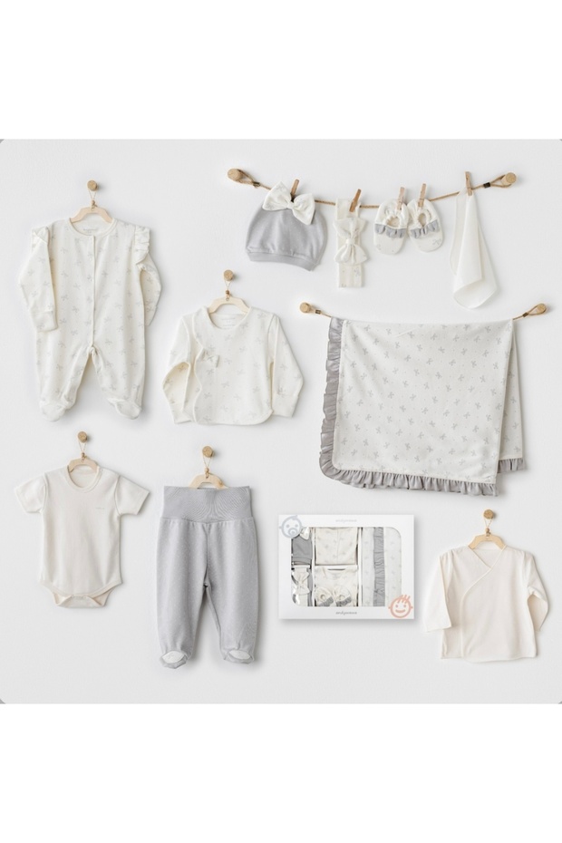 Li̇mi̇ Baby Girl Organic Romper with Booties 10 Pieces Hospital Discharge Set