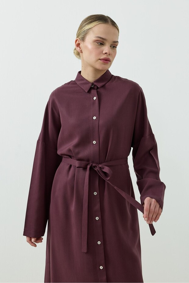 Oversize Gömlek Mürdüm - 2