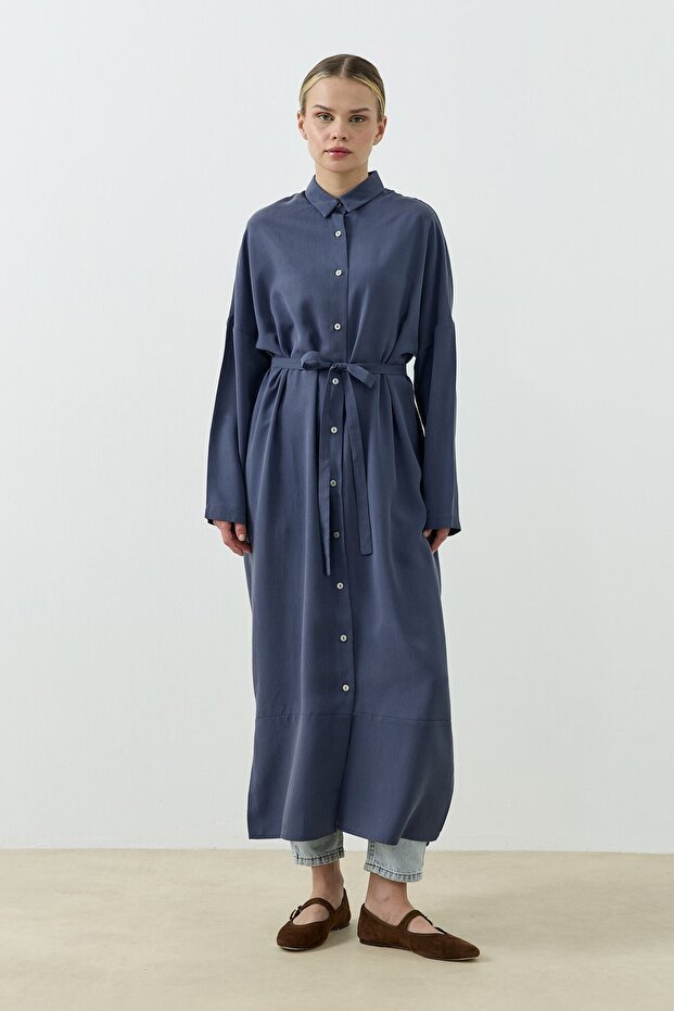 Oversize Gömlek Lacivert - 4