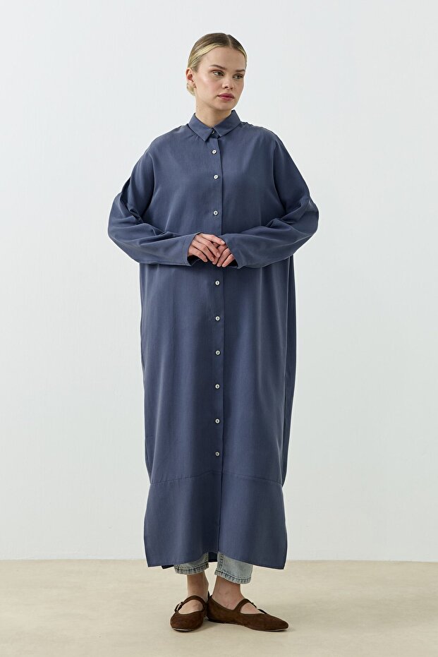 Oversize Gömlek Lacivert - 1