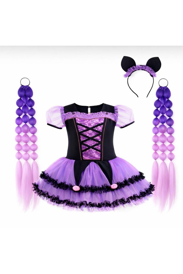 Kuromi Costume Square Collar,Witch Costume Prom Costume Hair and Crown