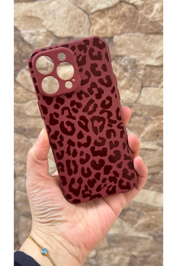 iPhone 13 Pro Max Compatible Leopard Patterned Silicone Shock-Absorbing Classic Protective Rubber Case