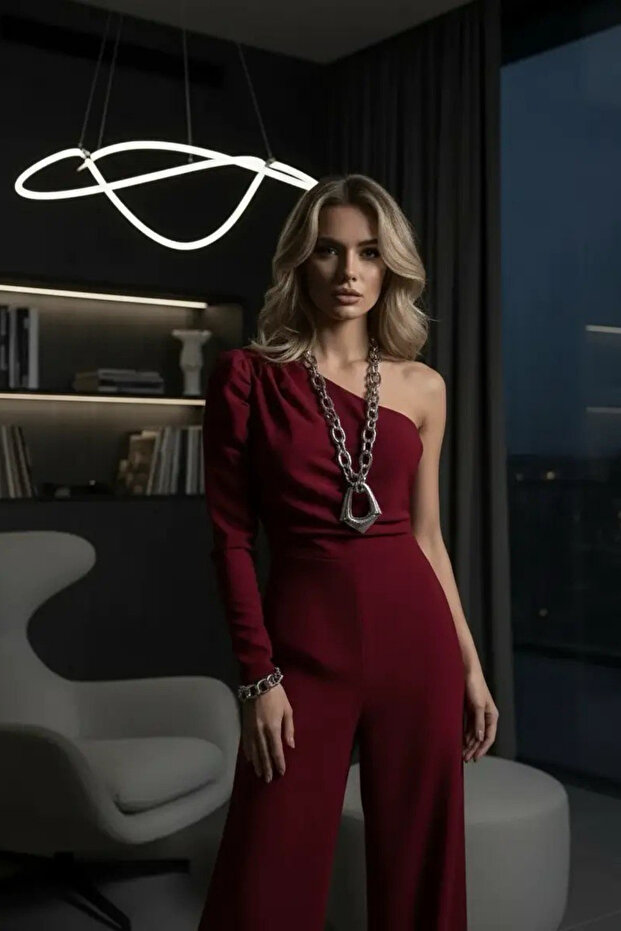 ZR Model Tek Omuz Basic Şık Uzun Tulum - 1