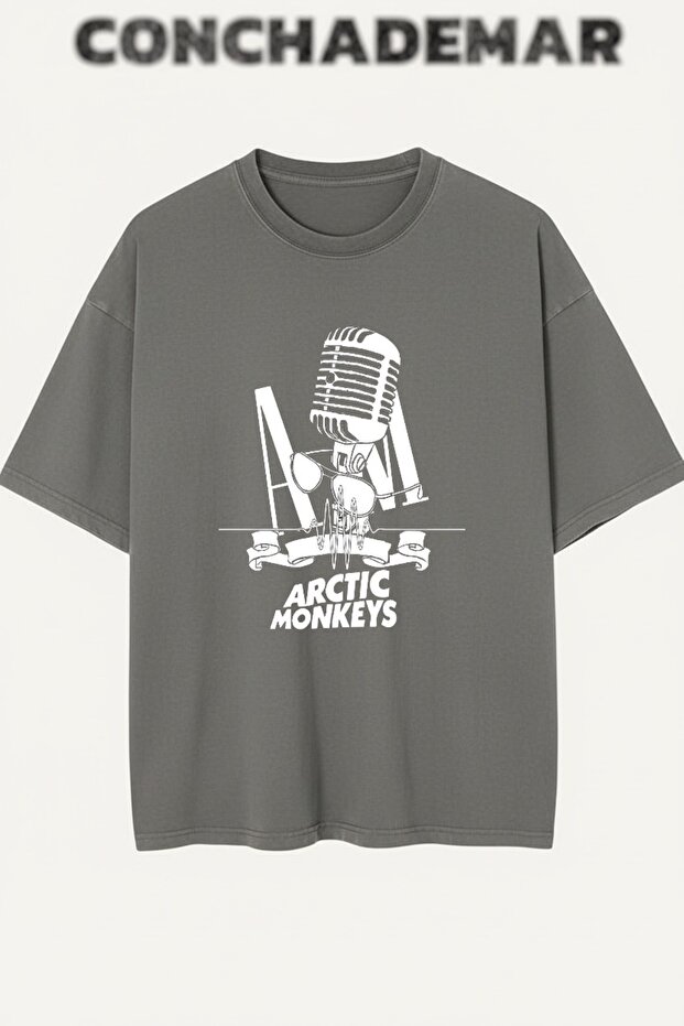 تي شيرت Arctic Monkeys مطبوع Premium كبير الحجم مكون من قطن قطع