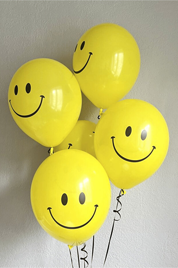 Smiling Face Yellow Balloon 10 Pieces Birthday Party Decoration