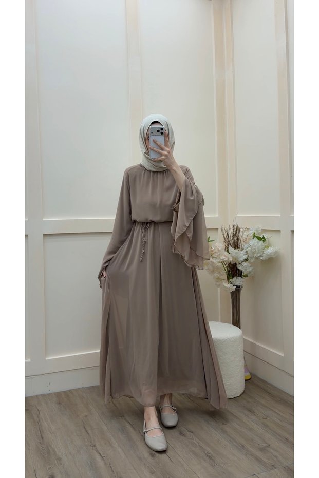 Chiffon Lined Hijab Dress – Does Not Show Undergarments, H Lightweight and Flowing Fabric, Stylish and Elegant Long Dress