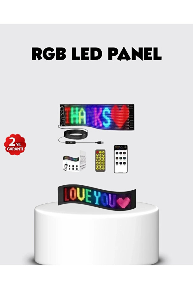 لوحة LED ملونة - شاشة ذكية مع مدخل طاقة USB وعرض GIF ونص