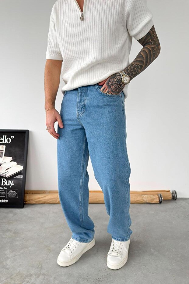 بنطلون عادي أساسي فاخر باللون الأزرق الفاتح - 2