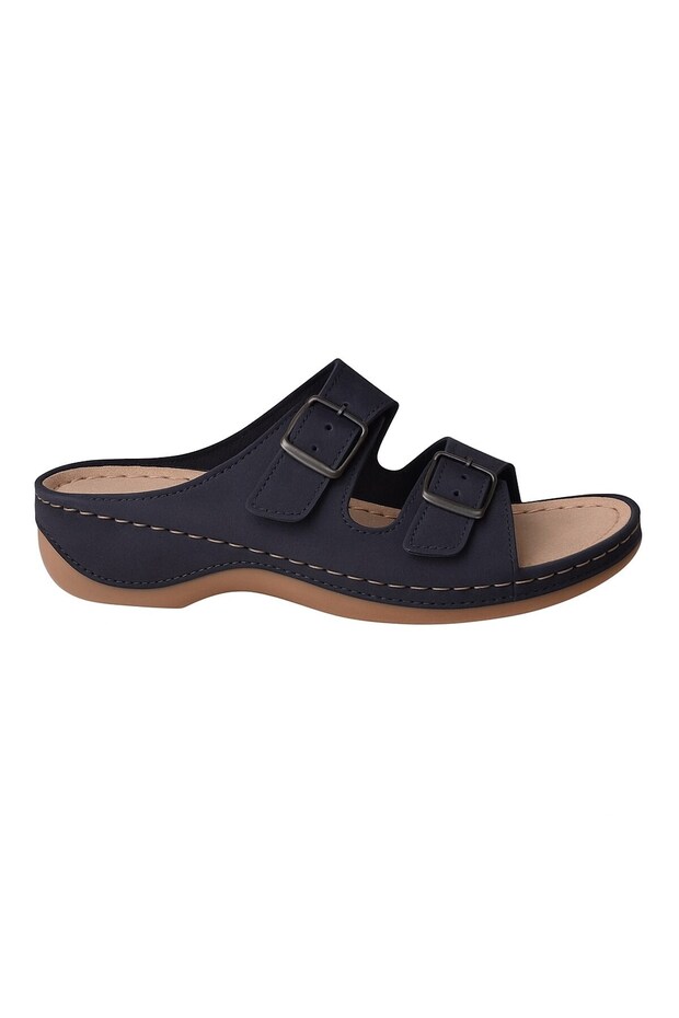 Orthopedic Double Buckle Comfortable Casual Women's Slippers Black