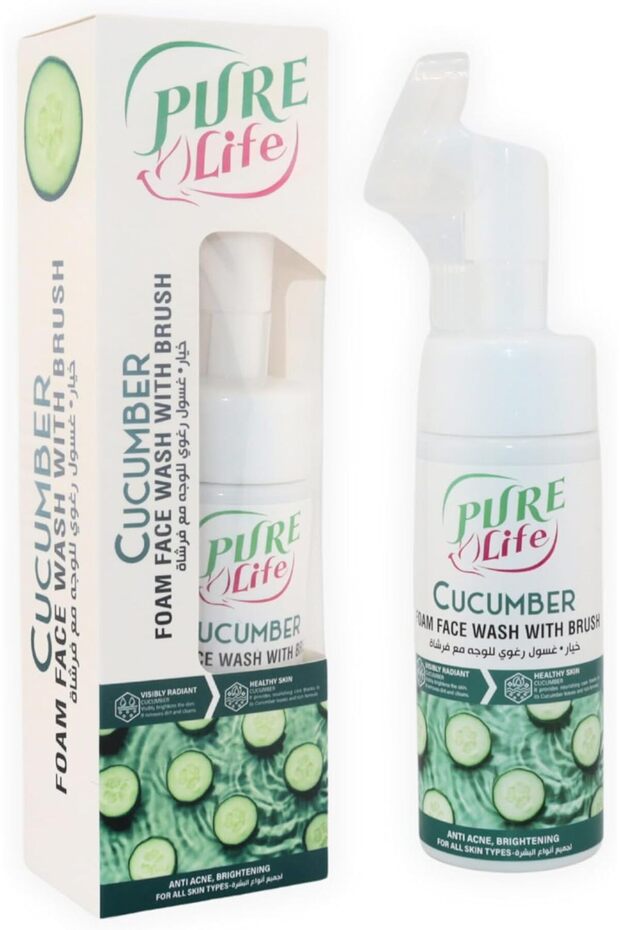 PURE LIFE Cucumber Foaming Face Wash with Silicone Brush