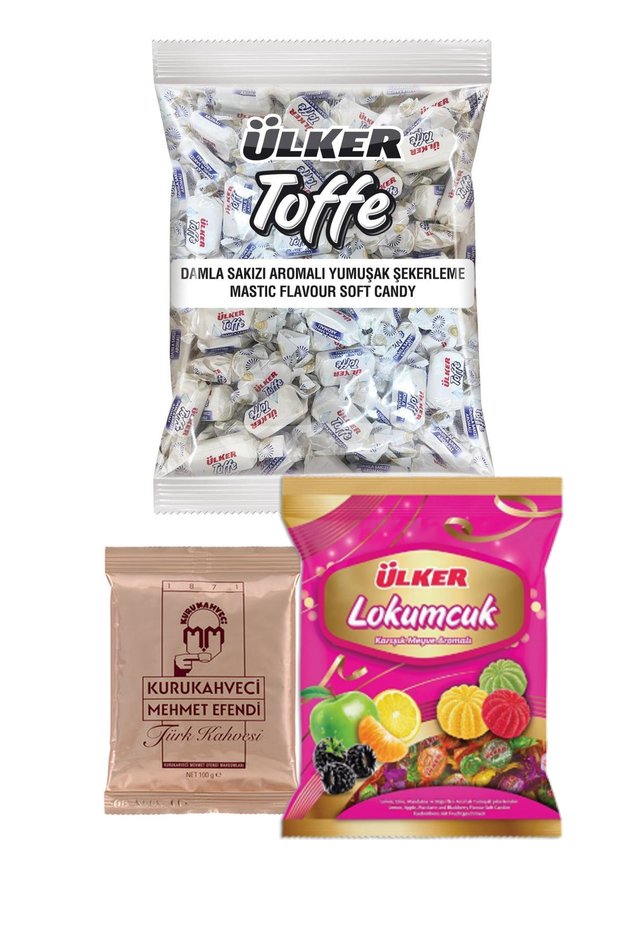 Toffee with Drop Syrup 1kg - Lokumcuk 350g - Turkish Coffee Treats Package