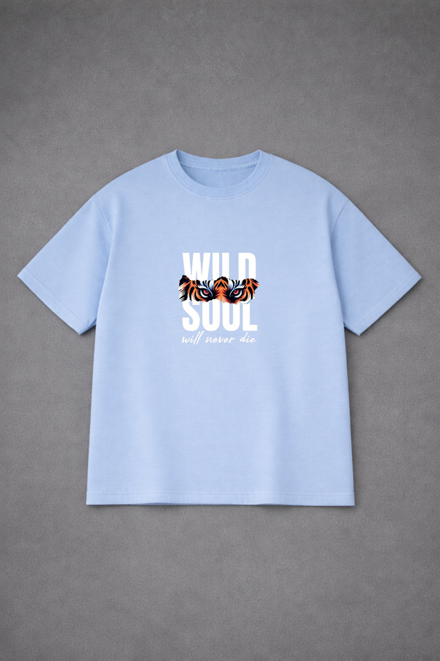 Unisex Oversized T-Shirt Wi̇ld Soul B Printed %100 P Cotton T-Shirt Comfortable Fit