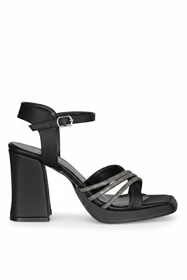 Solly 6002 Mg Black Platform Heeled Evening Dress Women's Shoes