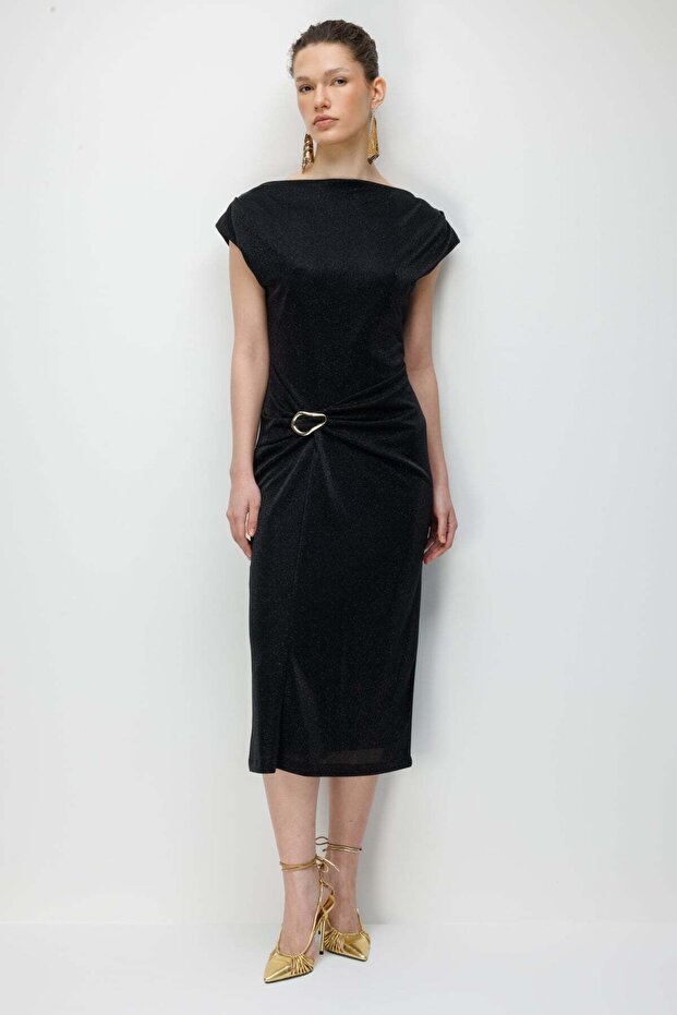 Beli Metallic Dress with Metal Accessories