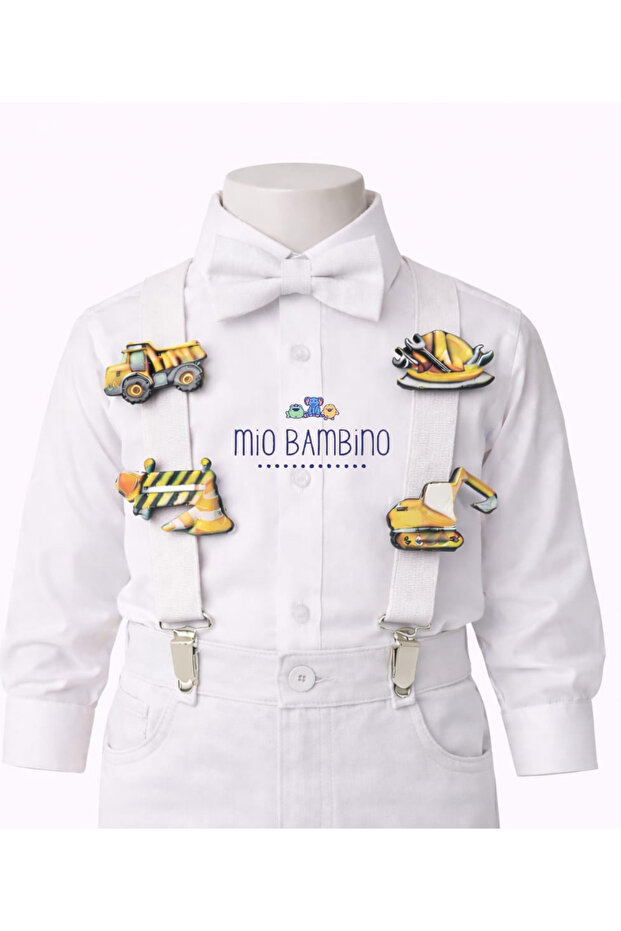 Construction Machinery Concept Boys' Bow Tie and Suspenders Set – Special Day Combination