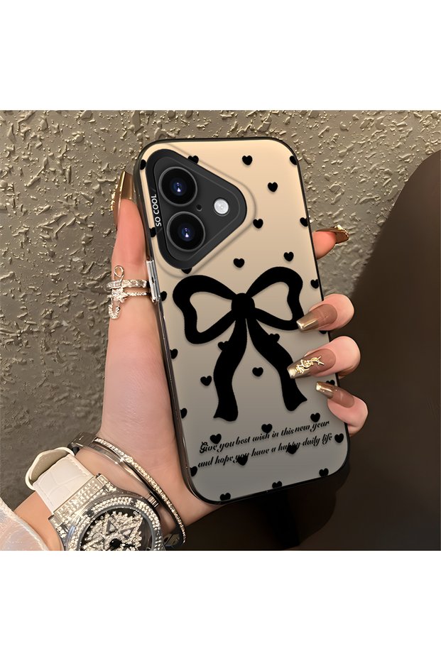 iPhone 17 Compatible Silicone Edge Hard Back Anti-Fall Phone Case Knots Patterned