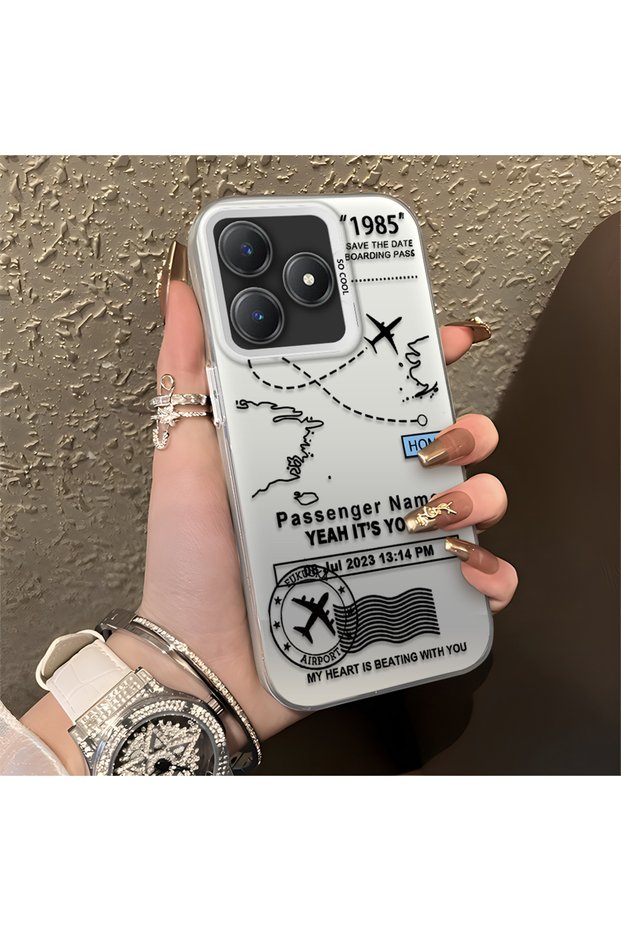 Realme Note 60 Compatible Silicone Edge Hard Back Anti-Fall Phone Case Flight Patterned