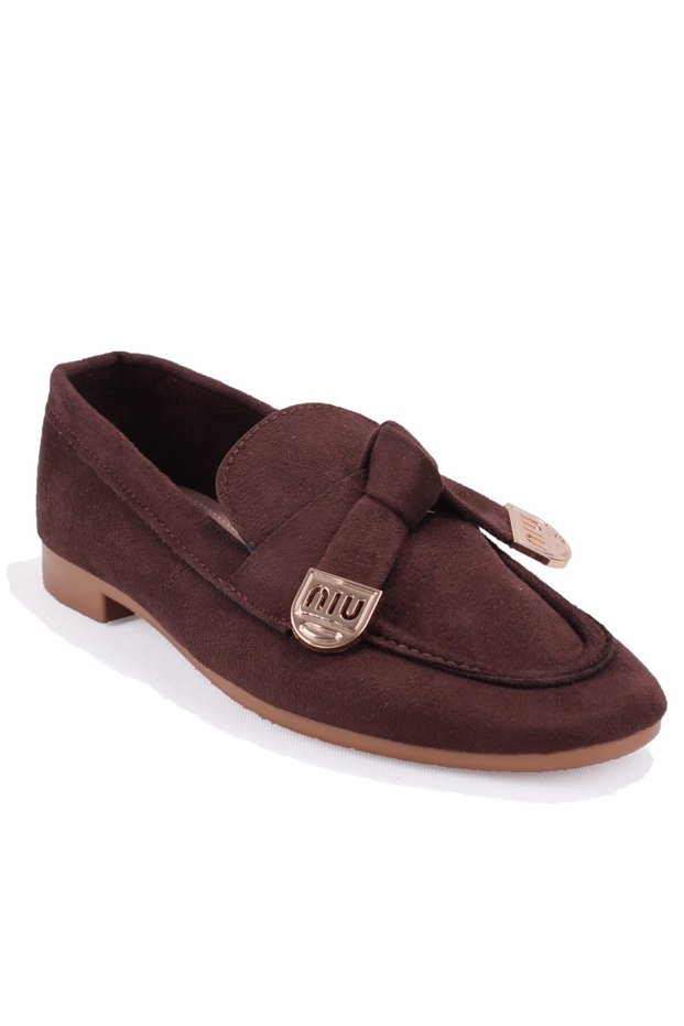 Dza07-752074 Brown Suede Daily Ballet Flats Women's Shoes