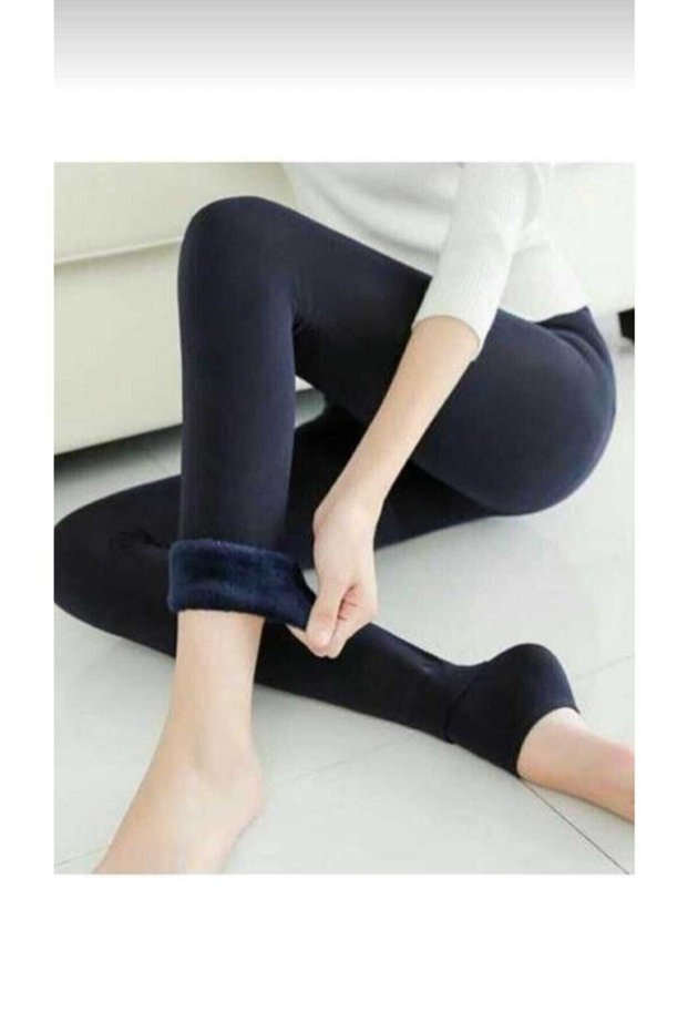 Women's Black Thermal Plush Lycra Winter Tights