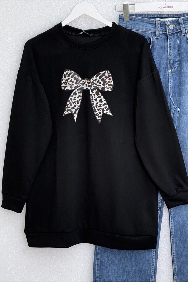 تونيك بطبعة فيونكة - أسود - 2