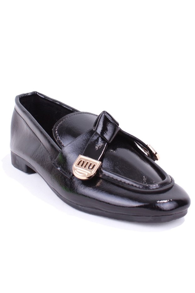 Dza07-752074 Black Patent Leather Daily Ballet Flats Women's Shoes