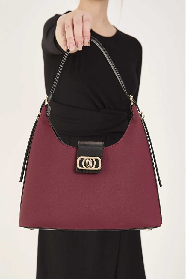 Women's Gold Buckled Adjustable Strap Piece Set with Separate Inner Compartments, Daily Stylish Cross Shoulder and Hand Bag Bag