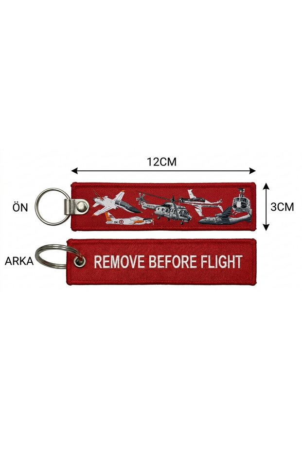 Turkish Air Force Aircraft and Helicopter Themed Woven Fabric Keychain - 12X3 cm