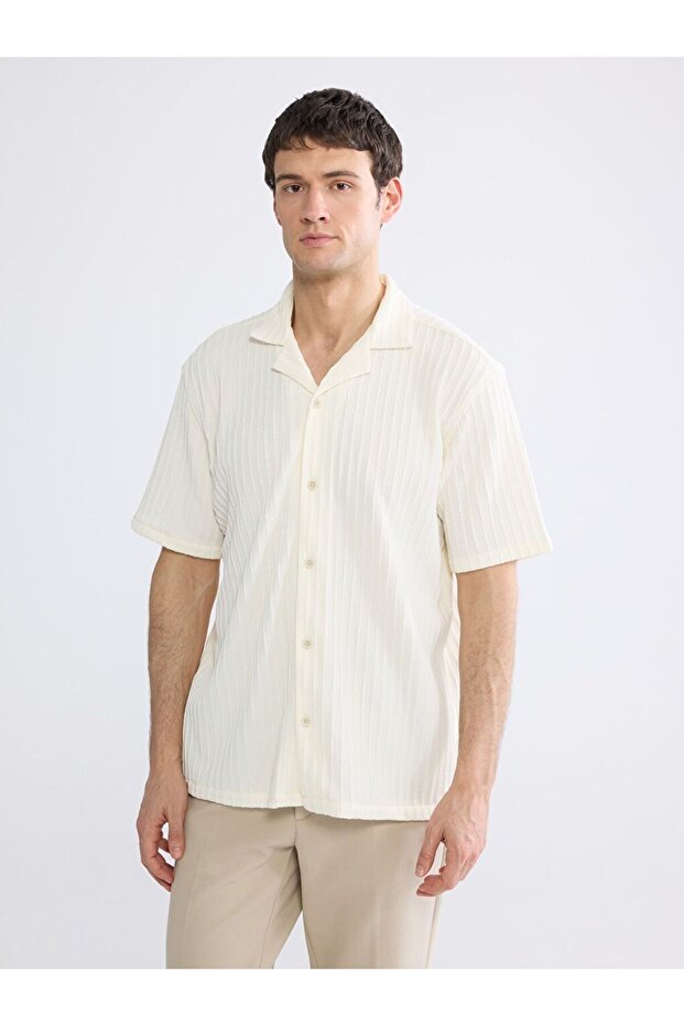 Regular Fit Resort Collar Dobby Men's Shirt