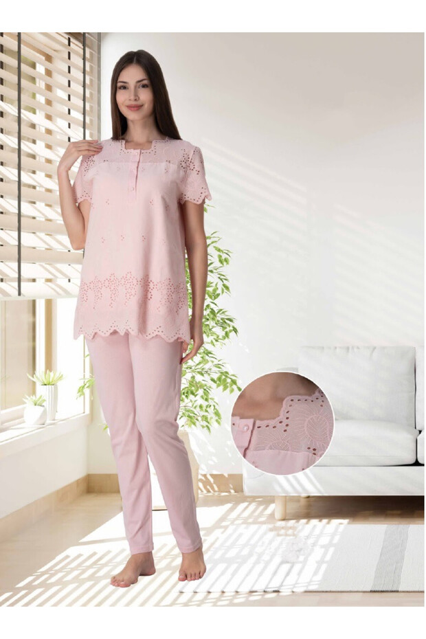 Dvina Maternity Short Sleeve Pajama Set - Pink