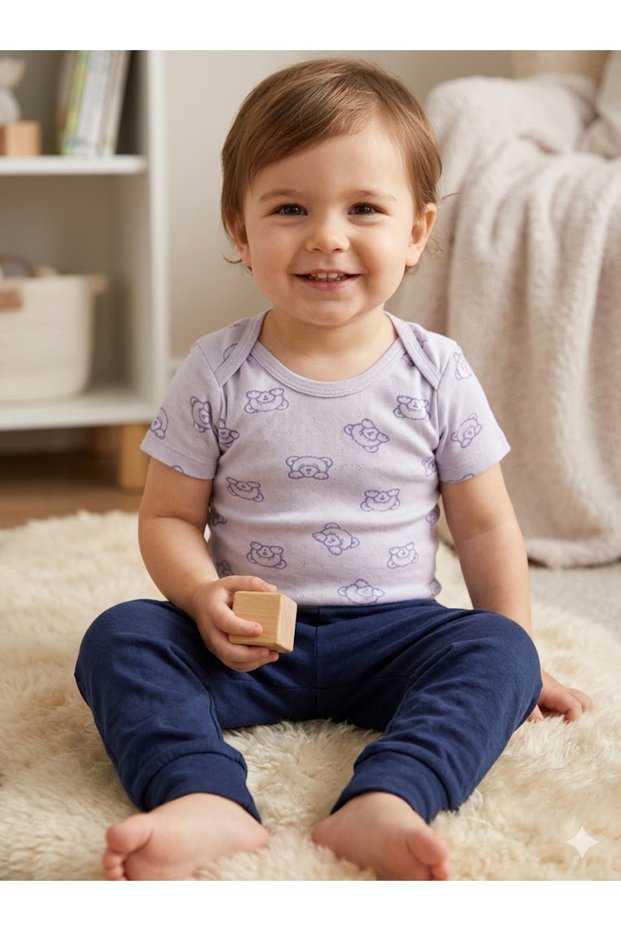 Girl Boy Child Baby Short Sleeve Snap Fastener Bodysuit-Badi 100% Organic Cotton 3.5-4-5-6 Years Old
