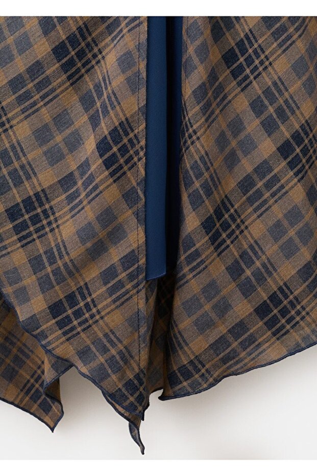 Kareli asimetrik elbise - 7