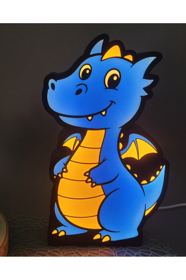 3D Baskı Sevimli Ejderha LED Gece Lambası - 1