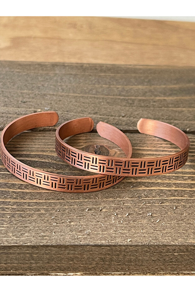 2 handmade copper bracelets, adjustable size 2-piece copper bracelet