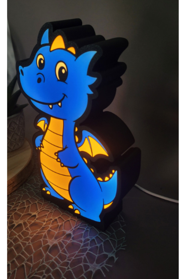 3D Baskı Sevimli Ejderha LED Gece Lambası - 2