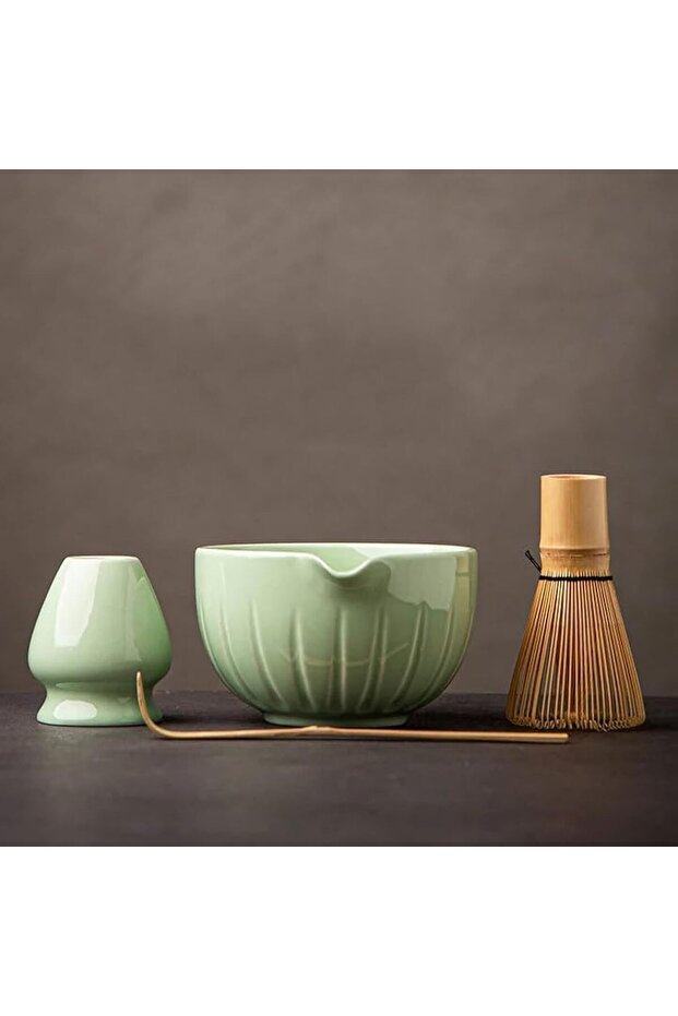 TANG PIN Matcha Set - Match Bowl with Spout and Whisk, 15 OZ, Matcha Scoop | Matcha Whisk Stand (Cha