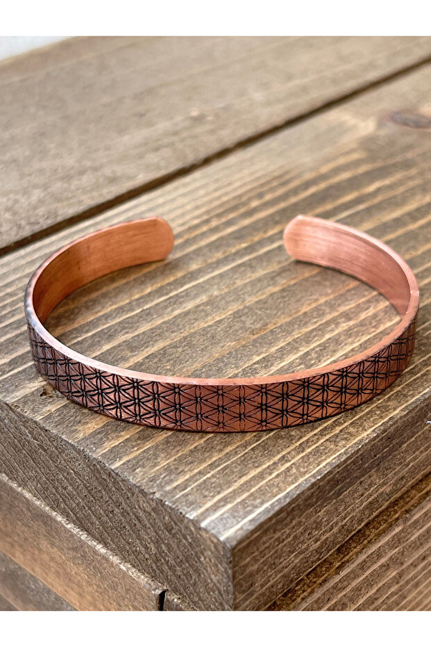 Handmade Motif-Engraved Copper Bracelet, Adjustable Size Copper Bracelet 4