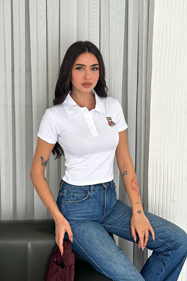 Embroidery Detailed Polo Shirt – Teddy Heart