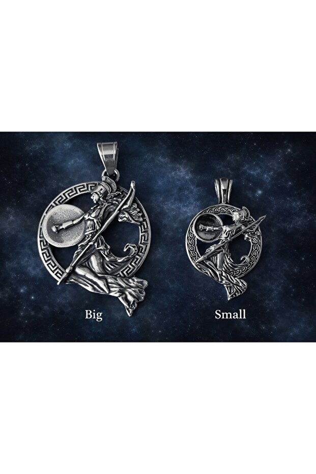 Stainless Steel Ancient Greek Mythology Athena Warrior Pendant with Large & Small Size Options