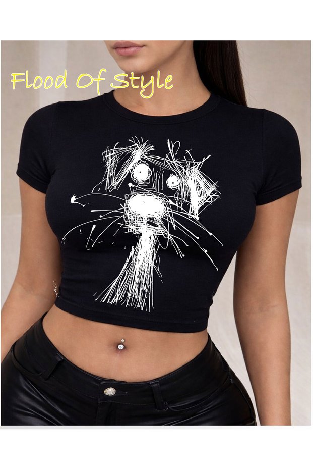 Black Babby Tee Drawing Dog Custom Design