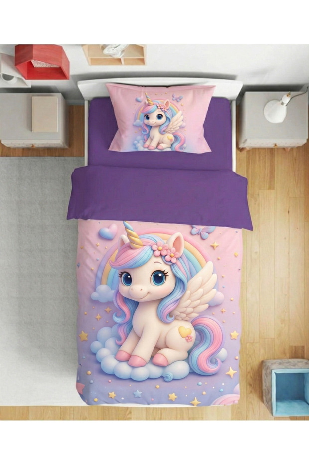 Unicorn Digitally Printed Single Bedding Set - 3