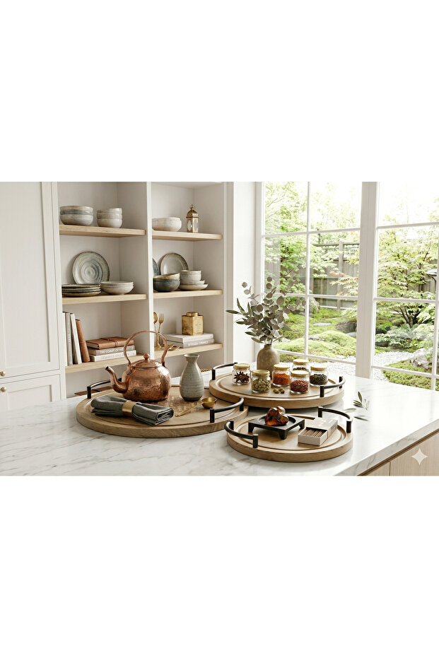 طقم صواني تباسي تقديم متعدد الاستخدامات - 5