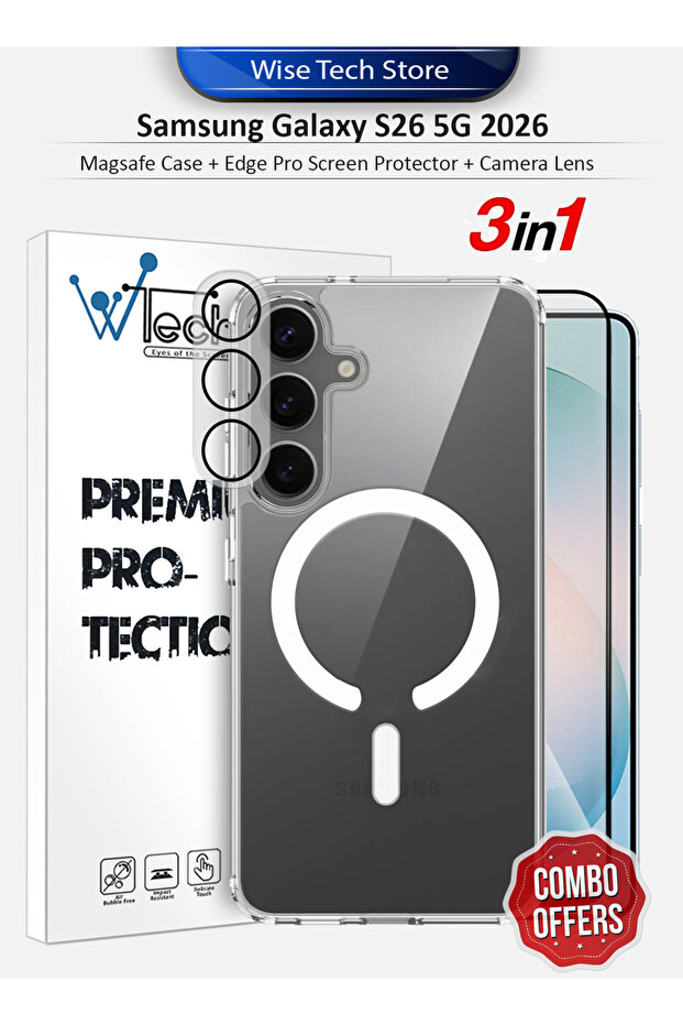 Samsung Galaxy S26 3in1 Magsafe Case Cover Screen Protector Camera Lens Edge ProTempered Glass
