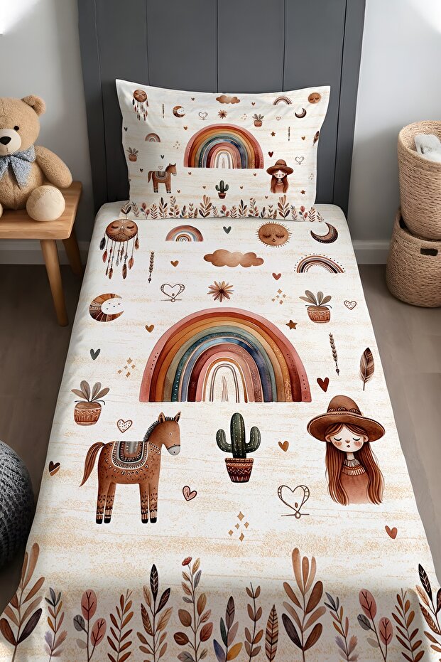 Desert Tale Patterned Bedspread and Pillowcase - 1