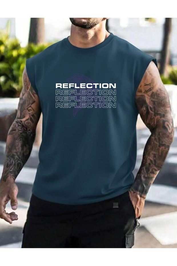 Reflection Printed Men's Zero Sleeve Clothing Sports Wear Oversized T-Shirt