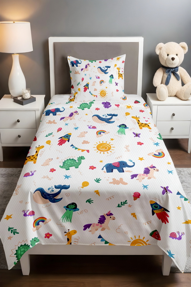 Fun Safari Patterned Single Baby Kids Piqué Set