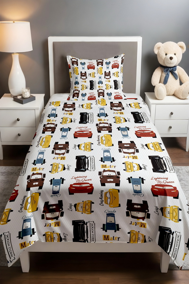 Cute Racing Adventure Patterned Single Baby Kids Piqué Set