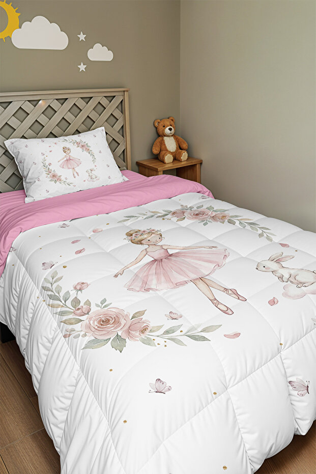 Floral Ballerina Patterned Single Duvet and Pillowcase